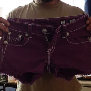 Miss Me purple denim shorts